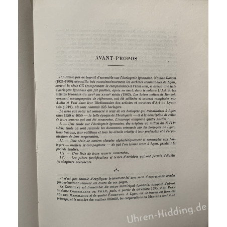 Buch "Les Horlogers Lyonnais de 1550 a 1650"