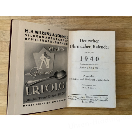 Buch "Deutscher Uhrmacher-Kalender 1940"