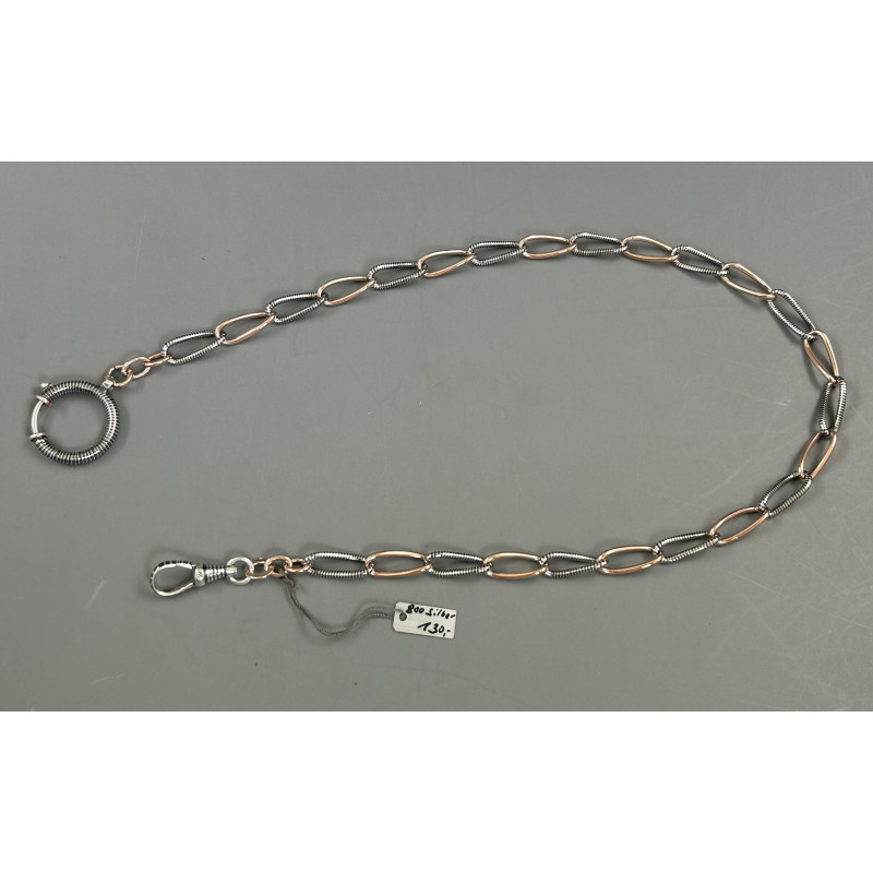 Taschenuhrkette 800/ooo Silber Niello
