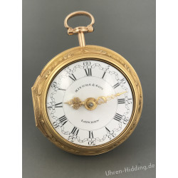 Rivers & Son, London, Spindeltaschenuhr mit Repoussé-Übergehäuse